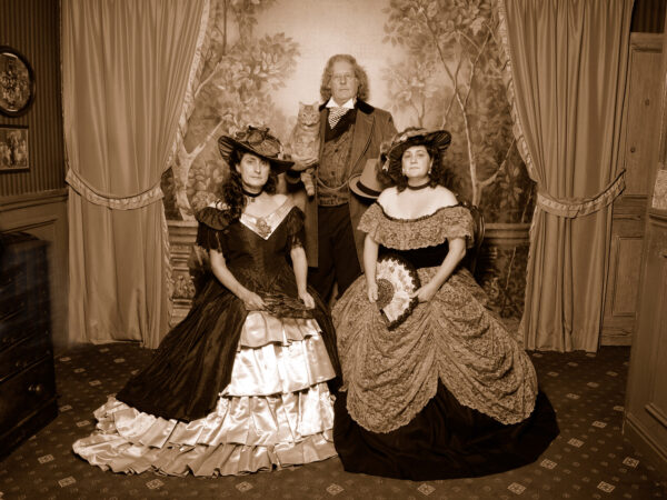 Whitby photographer Paul Anthony Wilson posing with his family dressed in Victorian clothing