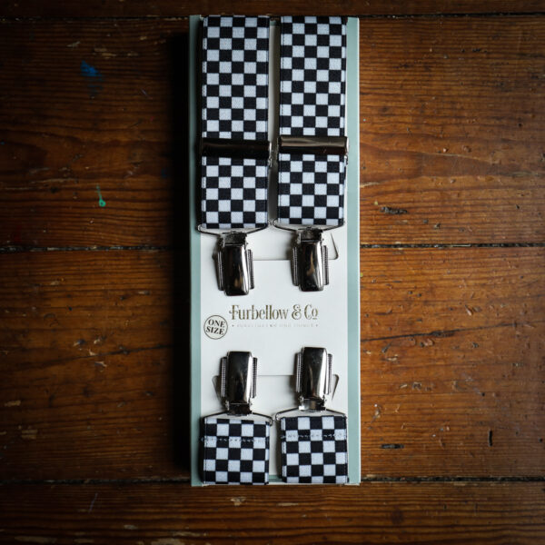 Feathered Clip Braces -35mm Black/White Check