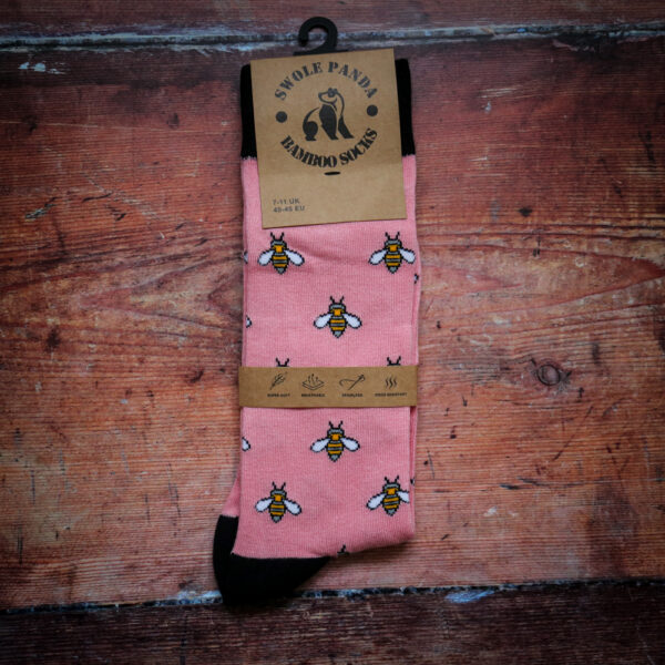 Swole Panda Bamboo Socks - Pink Bumblebee