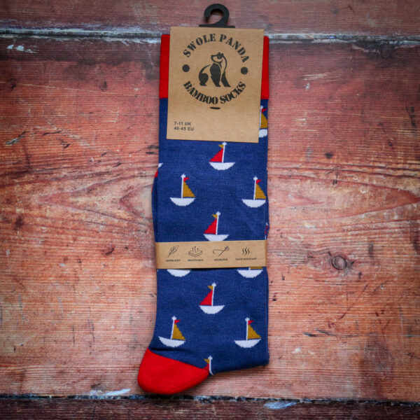 Swole Panda Bamboo Socks - Sailing Boat