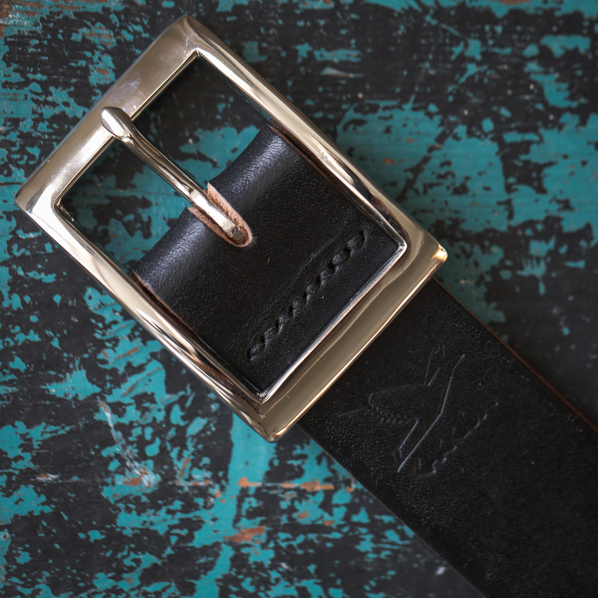 Carrion Handmade Yorkshire Belt - Black Leather/Square Buckle