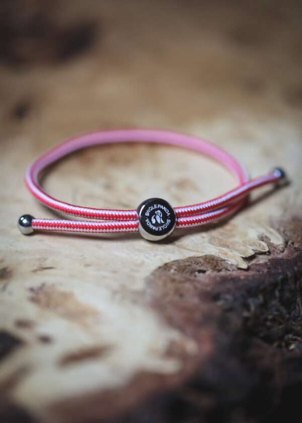 Swole Panda Recycled Rope Bracelet - Red & White Stripe