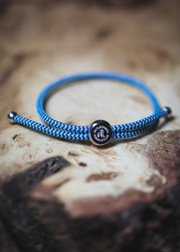 Swole Panda Recycled Rope Bracelet - Sky Blue Zigzag