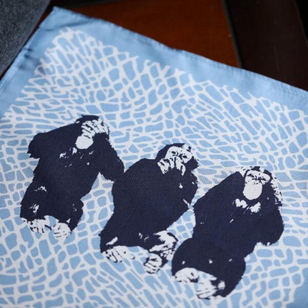 Tresanti Silk Pocket Square - Sky Blue Monkeys - Image 2