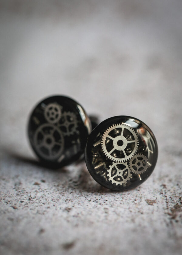 Unique & Co Cufflinks - Black/Black Carbon Fibre Cogs