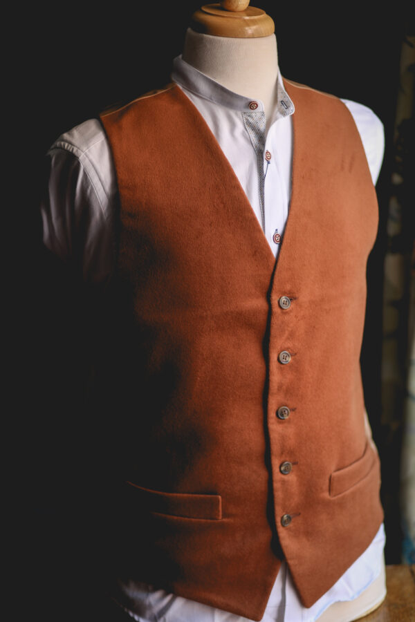 Yorkshire Made Moleskin Waistcoat - Tan - Image 2