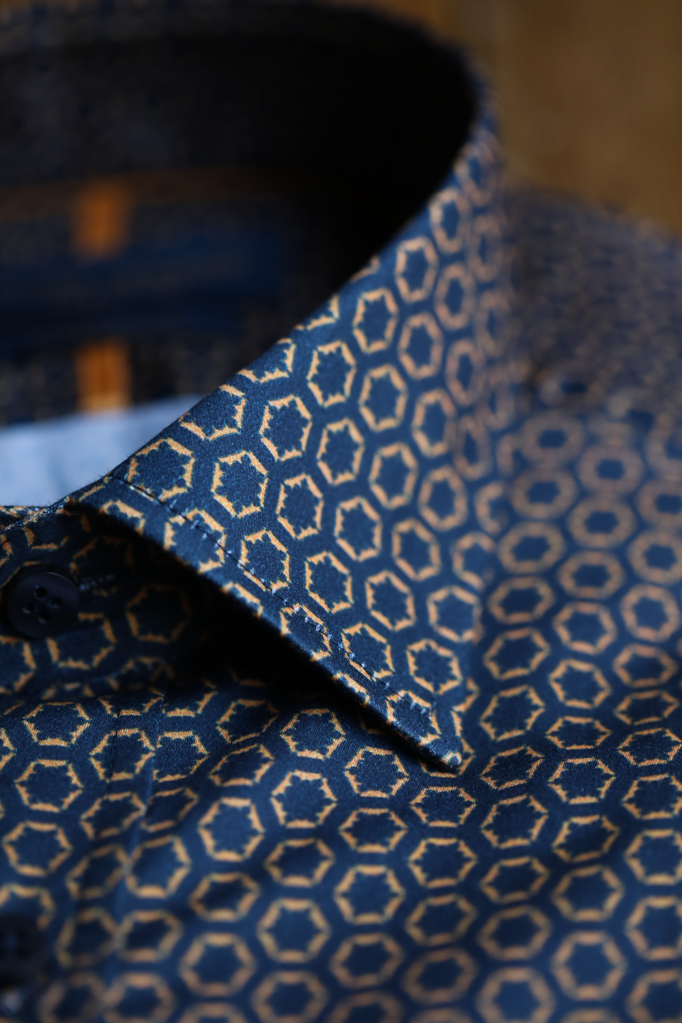 Guide London - Navy Gold Honeycomb Shirt - Furbellow & Co