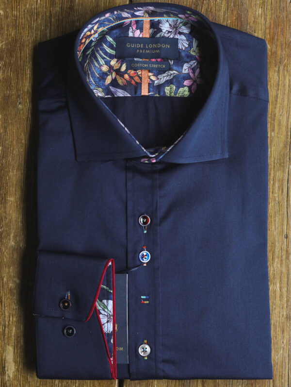 Guide London - Coloured Button Navy Shirt