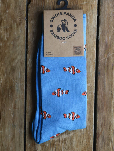 Blue socks orange clown fish