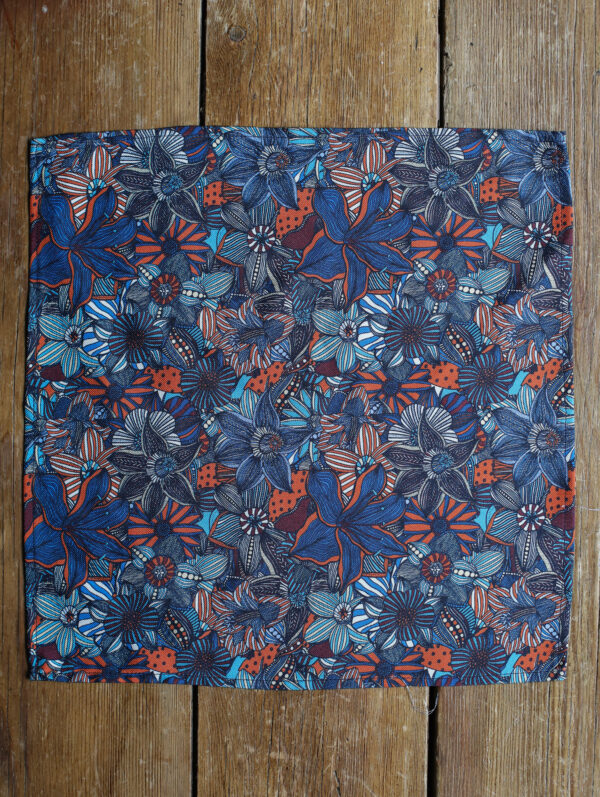 English Printed Silk Pocket Square - Large Floral Print - Image 3