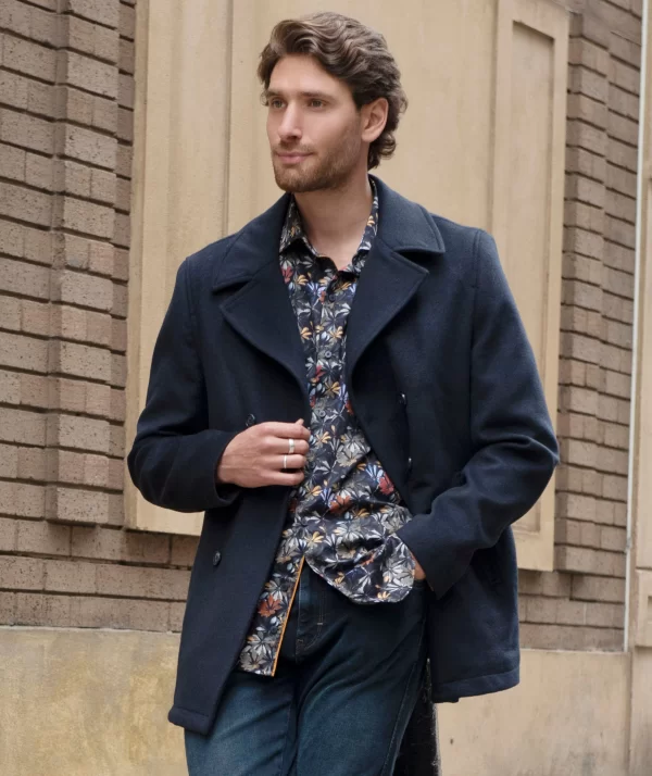 Guide London - Mid Length Navy Pea Coat - Image 3