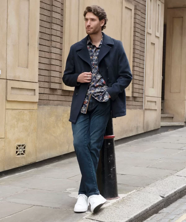 Guide London - Mid Length Navy Pea Coat - Image 4