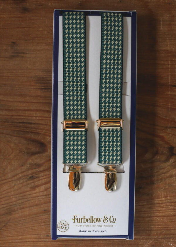 Gold Clip Braces -25mm Green/Yellow