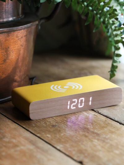 Karlsson - Flat LED Retro Alarm Clock/Charger - Bright Yellow