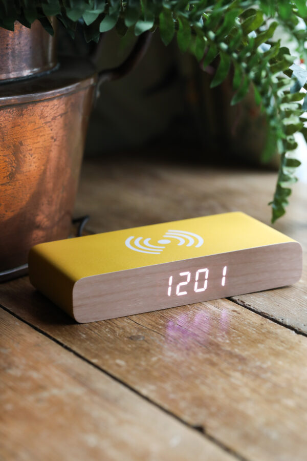 Karlsson - Flat LED Retro Alarm Clock/Charger - Bright Yellow