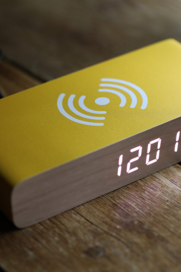 Karlsson - Flat LED Retro Alarm Clock/Charger - Bright Yellow - Image 3