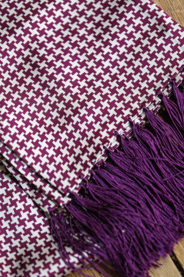 Tootal Silk Scarf - Burgundy Dogtooth