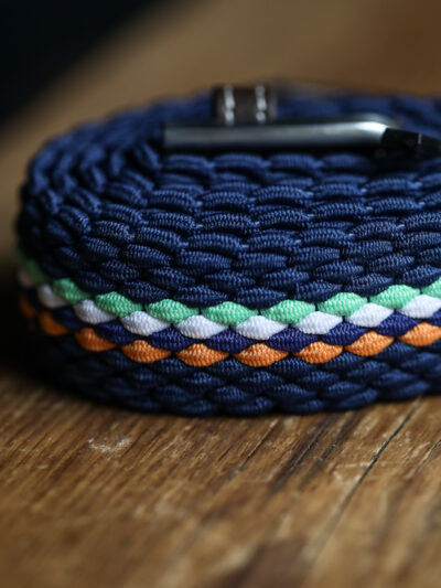 Swole Panda - Recycled Woven Belt - Orange/Green Fine Stripe