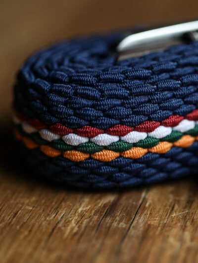 Swole Panda - Recycled Woven Belt - Orange/Burgundy Fine Stripe