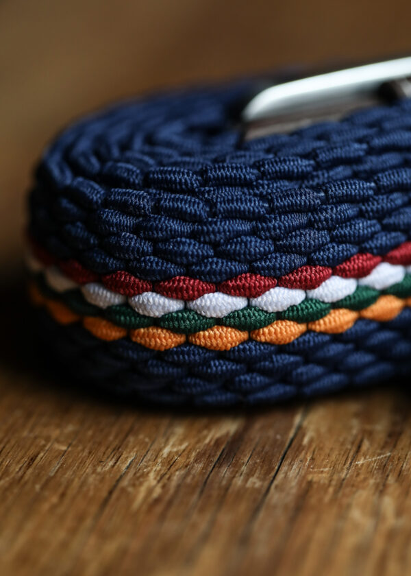 Swole Panda - Recycled Woven Belt - Orange/Burgundy Fine Stripe