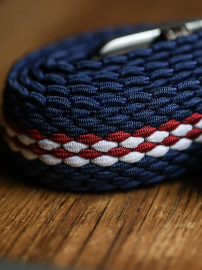 Swole Panda - Recycled Woven Belt - Burgundy Fine Stripe