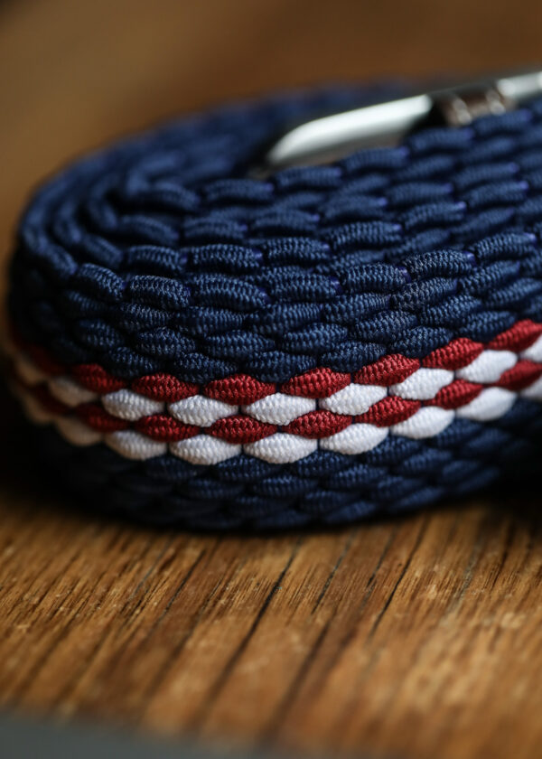 Swole Panda - Recycled Woven Belt - Burgundy Fine Stripe