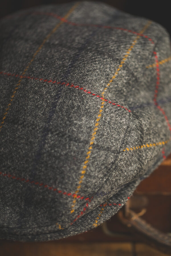 Dents Abraham Moon - Wide Check Tweed Flat Cap Charcoal - Image 2