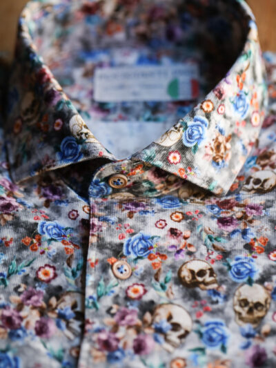 Poggianti - Needlecord Floral Skull Shirt