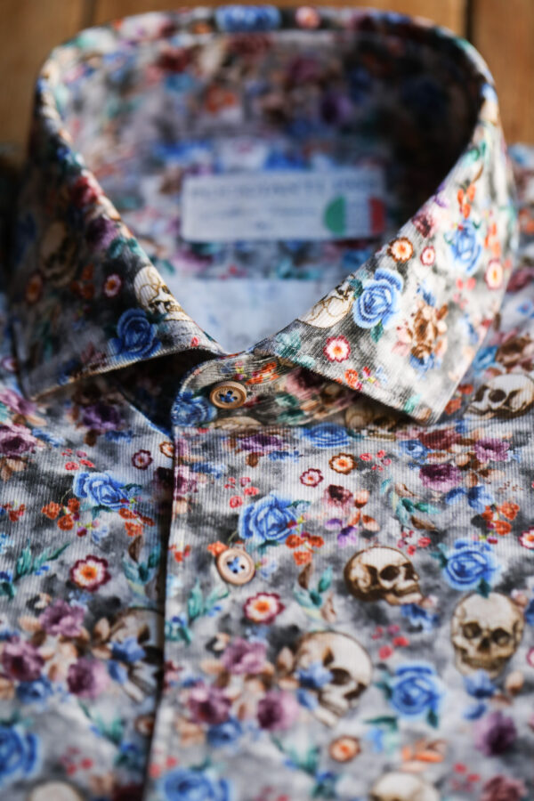Poggianti - Needlecord Floral Skull Shirt