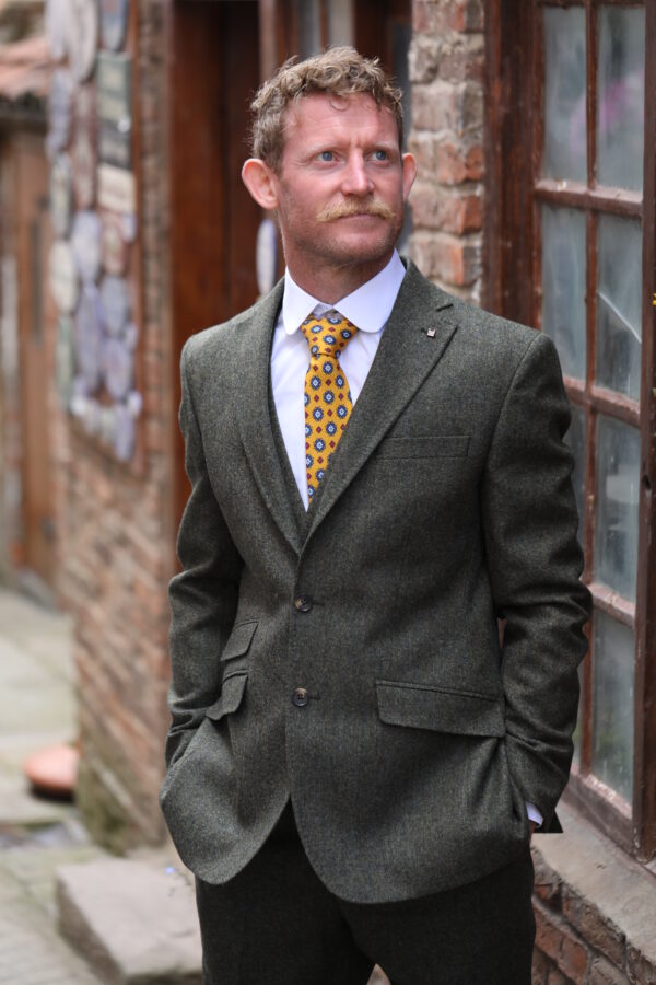 Torre - Pure Wool Blazer - Green Tweed - Image 3