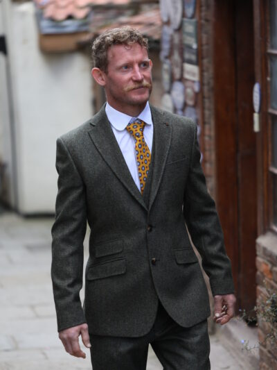 Torre - Pure Wool Trousers - Green Tweed