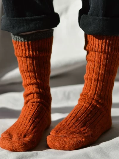 Peregrine - British Wool Boot Socks - Orange