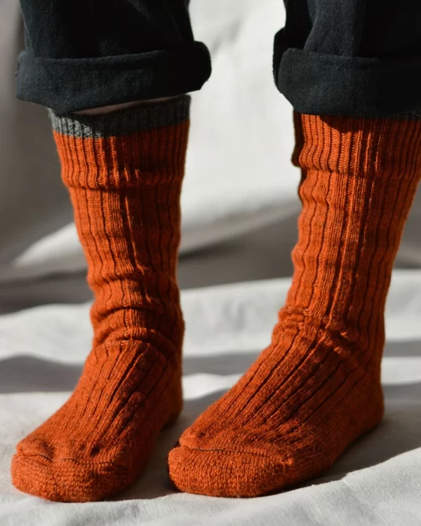 Peregrine - British Wool Boot Socks - Orange