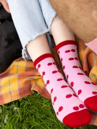 Swole Panda Women's Bamboo Socks - Cherries