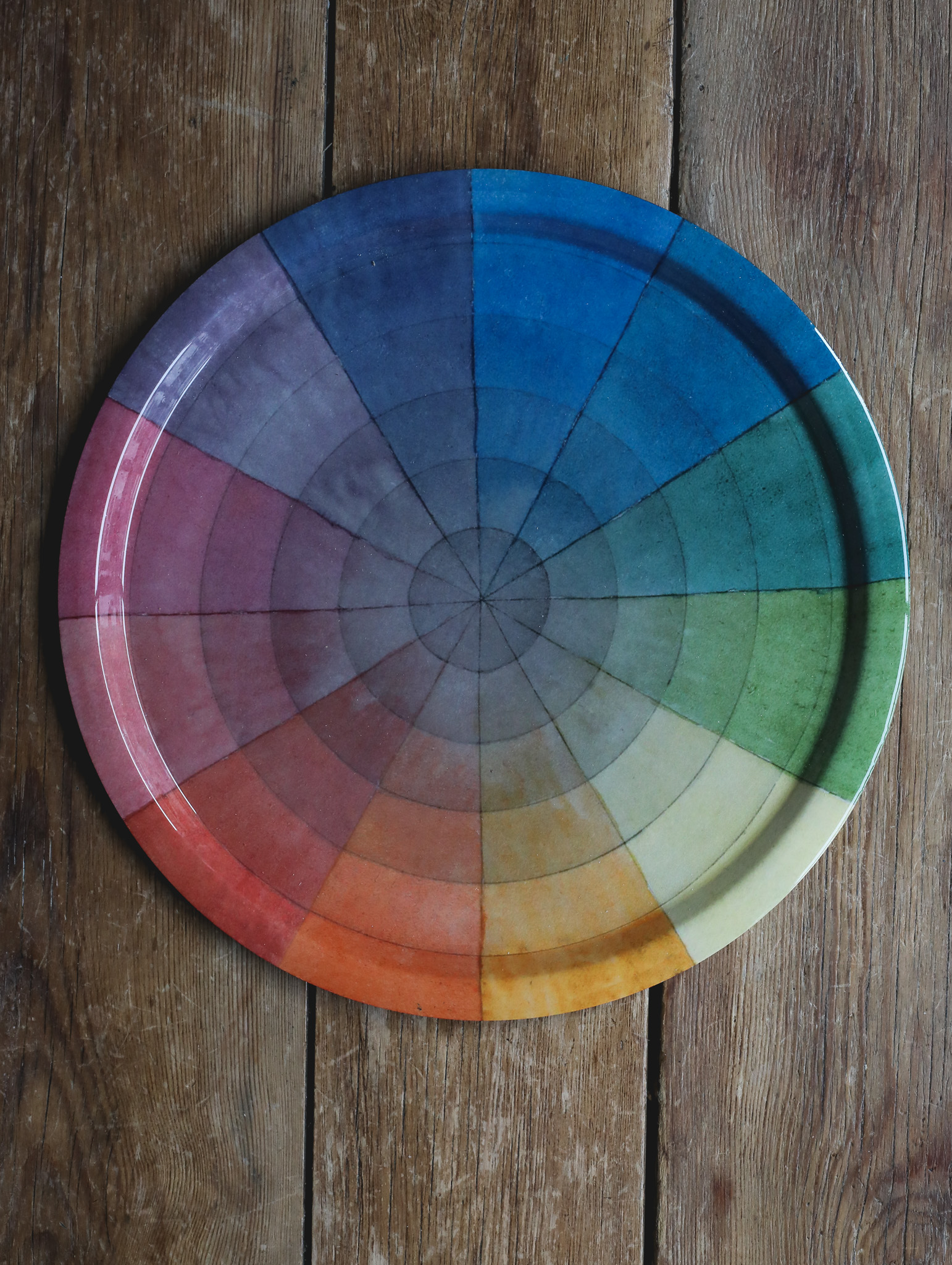 Vintage Colour Wheel Enamel Tray - Large
