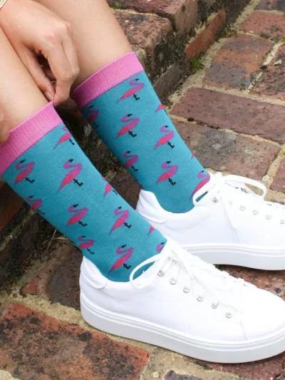 Swole Panda Women's Bamboo Socks - Flamingos