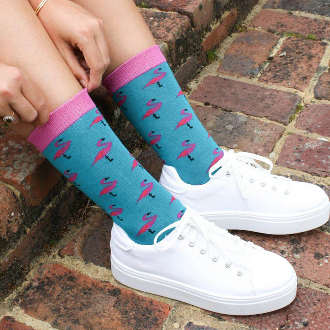 Swole Panda Women's Bamboo Socks - Flamingos