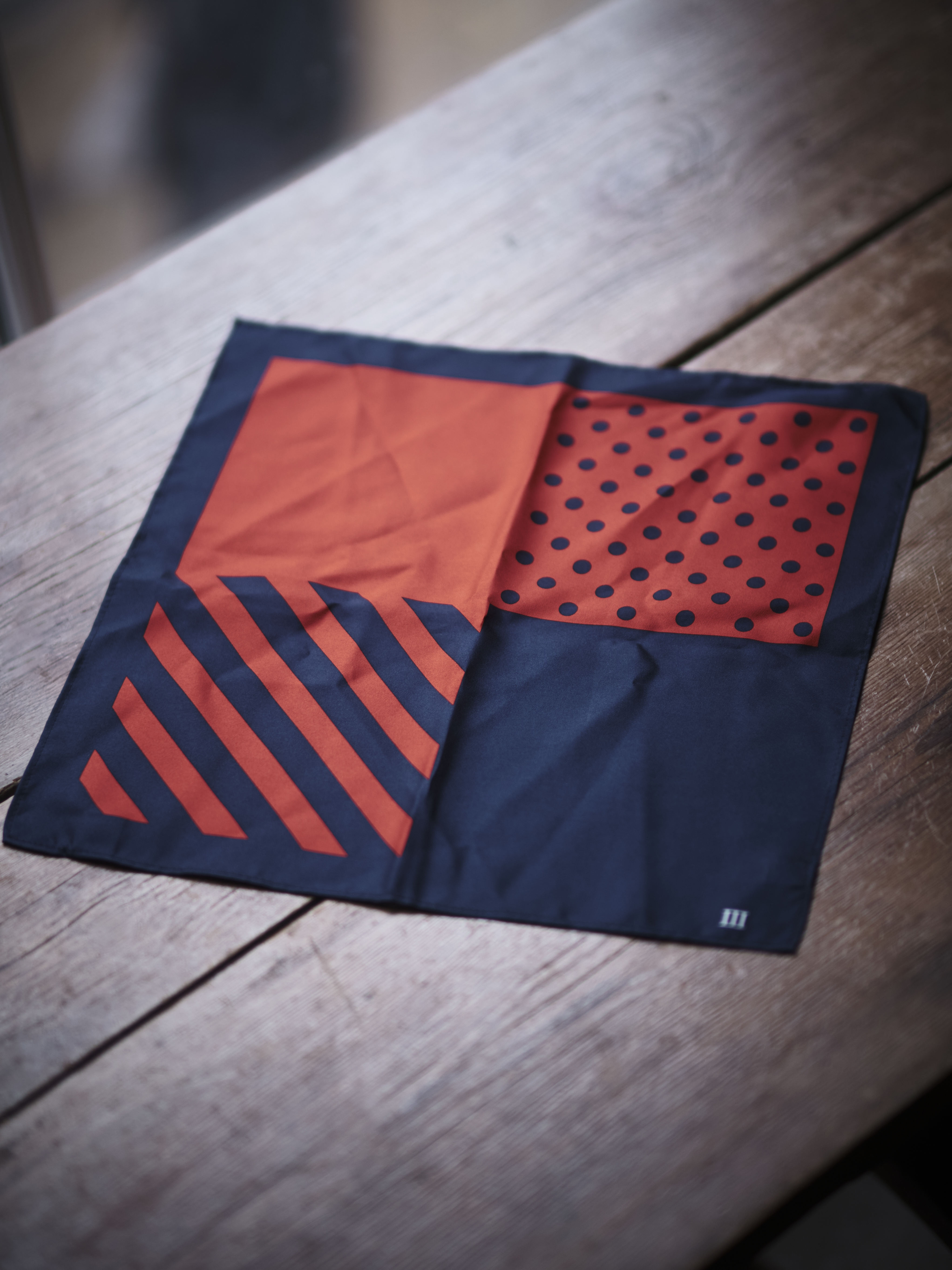 Tresanti Silk Pocket Square - Red Navy Polka