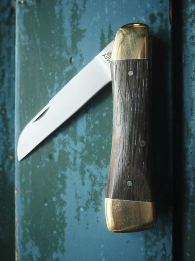 Michael May Knives - Handmade Ergonomic Lambfoot Pocket Knife - Bog Oak