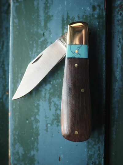 Michael May Knives - Handmade Barlow Pocket Knife - Ebony & Turquoise