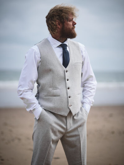 Marc Darcy - Archie Silver Grey Tweed Waistcoat