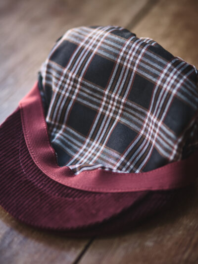 Inner lining of a traditional flat red corduroy cap