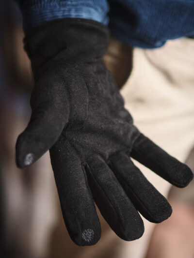 Mens black suede leather gloves