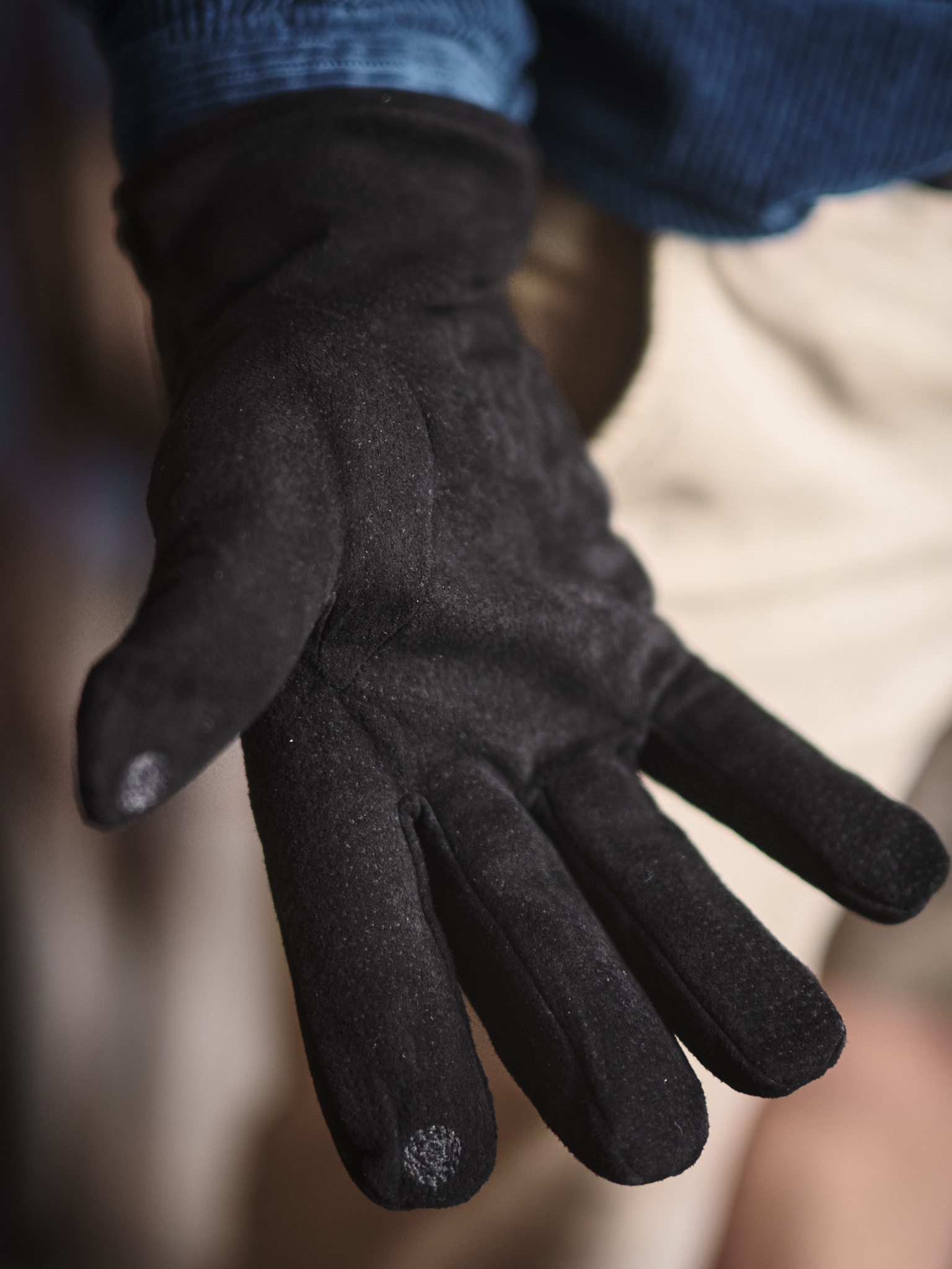Mens black suede leather gloves