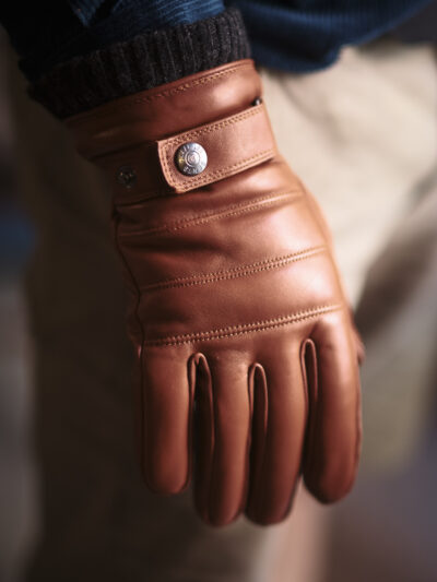 Brown chestnut mens leather gloves