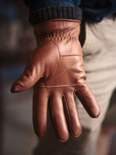 Brown chestnut mens leather gloves