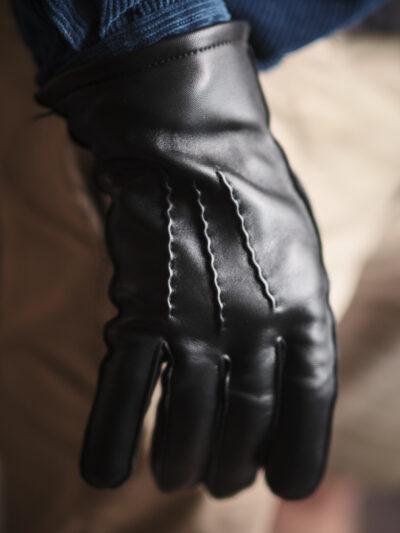 Classic black leather mens gloves