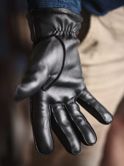 Classic black leather mens gloves