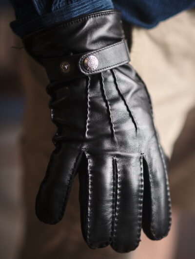 Classic black leather mens gloves