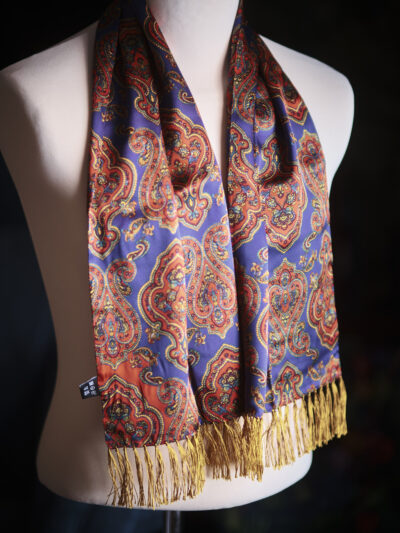 Tootal silk scarf in navy and red with a paisley design